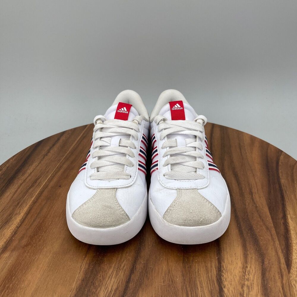 adidas VL Court 3.0 Shoes Womens Size 6 White Leather Casual Court Sneakers - Picture 2 of 9